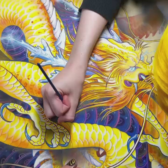 Golden Dragon tattoo art print by atlanta tattoo artists